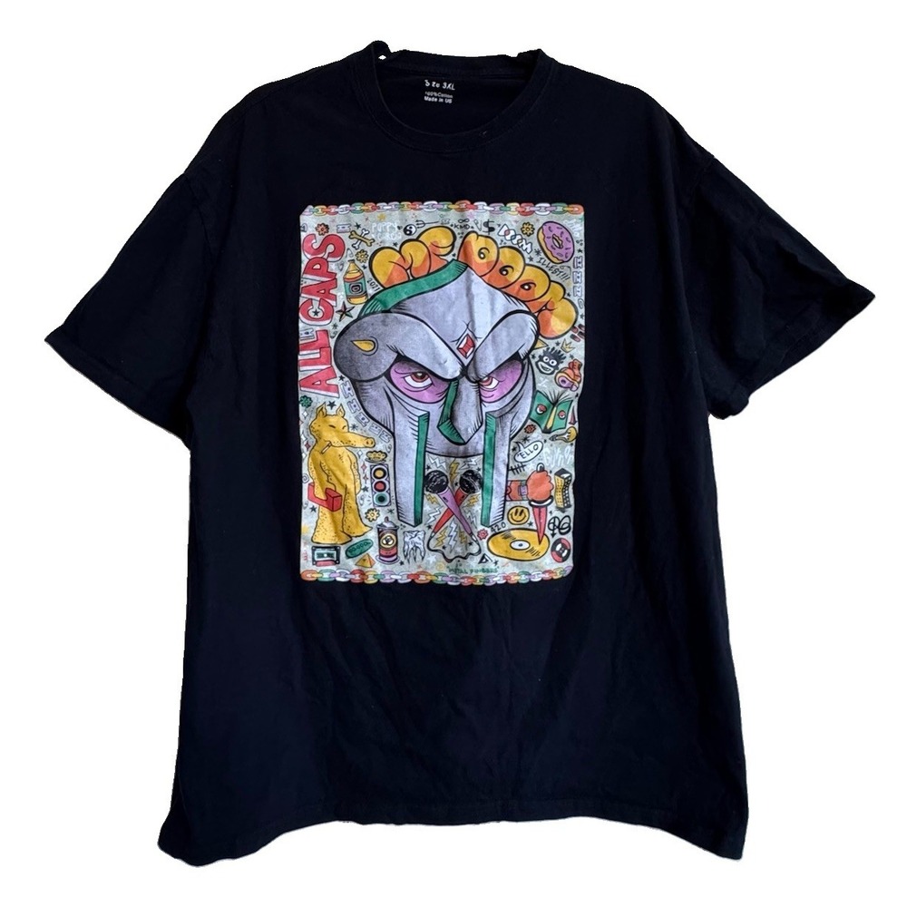 MF DOOM T Shirt Men's ALL CAPS Black Size 3XL